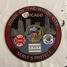Vintage Chicago Pride of the Windy City Serve & Protect Embroidered Patch 12” picture