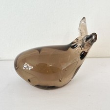 Hand Blown Glass Art Brown Whale 3in Figurine Paper Weight picture