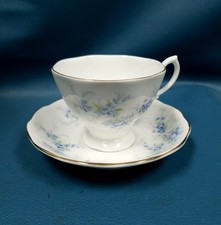 VTG Royal Kent Staffordshire England Bone China TeaCup & Saucer Forget Me Nots picture
