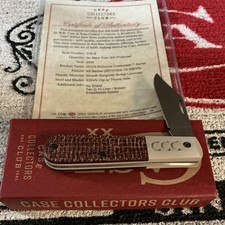 Case Collectors Club Burgundy Burlap W/Tan G-10 Smooth XR Barlow Pocketknife picture