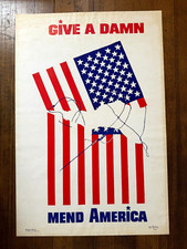 Original 1969 Anti- Vietnam Protest Poster- Give a Damn Mend America  B picture