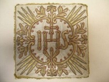 Antique goldbrocade Palla for Eucharistic Celebration Mass ( IHS ) Chalice picture