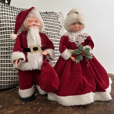 Vtg 1960’s Christmas Mr & Mrs Santa Claus Dolls 13” Dish Soap Bottle Handcrafted picture