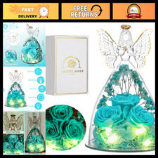 Preserved Real Rose in Glass Angel Figurine - Perfect Mother's Day Gift for Her picture