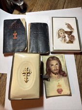 Vintage Catholic Book Lot 1885 German Missel Pressed 4 Leaf Clover 5+ Holy Cards picture