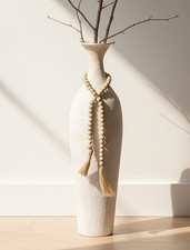 Sziqiqi Metal Tall Floor Vase, Large Boho Vase with Bead for Pampas Grass picture