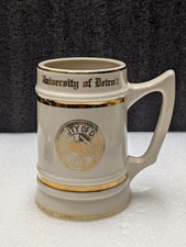 Vintage University of Detroit Crest Mug Gold Ceramic W.C. Bunting 6” picture