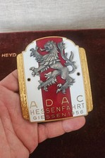 VINTAGE ENAMEL AUTOMOBILE CAR RADIATOR BADGE # ADAC RALLY GIESSEN HESSEN 1956 picture