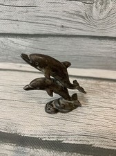 2.75 Inch Miniature Pewter Figurine Of Playful Dolphins. Ocean Accent Beach Vibe picture