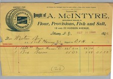 1896 Albany NY Grocery Billhead A McIntyre Flour Barrel Graphic Port Henry DH RR picture