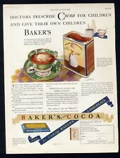 BAKER'S COCOA 1928 Magazine Ad Doctors Prescribe for Children Chocolate Drink picture