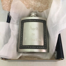 Vintage Kings Pewter Hip Flask 5oz w screw on Cap Monogrammed Aged To Perfection picture