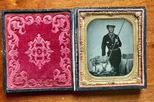 Amazing Outdoorsman Ambrotype Fishing & Camping Gear + Knife Photo Antique Rare picture