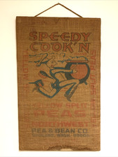 VTG Advertising Speedy Cook'n Green Split Peas Burlap Sack Bag Framed AS IS picture