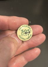 VINTAGE IDORA AMUSEMENT PARK TELEGRAM SOS SAFETY CLUB PIN BACK BADGE picture
