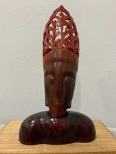 Vtg Antique Chinese Buffalo Horn Carving of Buddha / Bodhisattva Woman Figurine picture