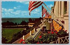 Grand Hotel Mackinac Island Michigan Bridge American Flags Flowers VNG Postcard picture
