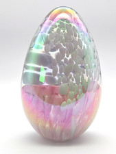 🥚 1987 Signed MSH Mount St. Helens Ash Glass Egg Paperweight Iridescent Art Gla picture