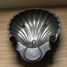 VTG EALES 1779 SILVERPLATE FOOTED SHELL SEAFOOD SERVING BOWL W/ CANDLEHOLDERS picture