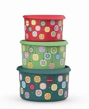 Tupperware Holiday Christmas Cookie Canister Set New picture