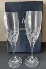 Vtg.Towle Crystal Champagne Flutes 2,Czech Republic New 10 inch picture