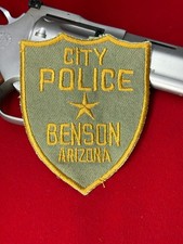 VTG/OBSOLETE (BENSON, AZ CITY POLICE) CHEESE CLOTH SHOULDER PATCH, (UNUSED) RARE picture