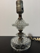 vintage 1940-50's clear cut crystal boudoir/accent table lamp. No shade. Works. picture