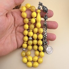 Old Belgium Bekalite 33 Bead Islamic Rosary مسباح مسكي بلجيكي قديم شرابا فضة picture