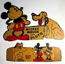 1939 Walt Disney Mickey Mouse Minnie Pluto Fold Back Paper Toy Lot Vintage cut picture