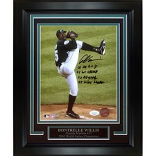Dontrelle Willis Autographed Florida Marlins Deluxe Framed 8x10 Photo w/ Stat In picture