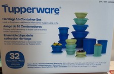 Brand New Tupperware Heritage Collection 32 Piece Food Storage Set - BLUE picture