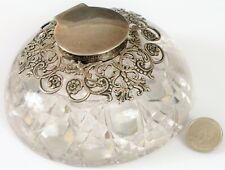 MONUMENTAL HUGE ANTIQUE SAMUEL JACOB ENGLISH STERLING SILVER CUT CRYSTAL INKWELL picture
