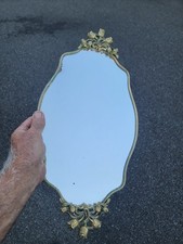 VTG  Rococo Style Ornate Brass  Mirror tray tulips 🌷  picture