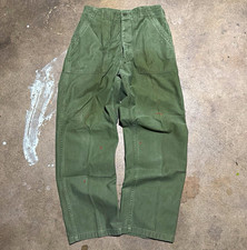 VINTAGE 60s SATEEN OG-107 VIETNAM WAR ERA PANTS BUTTON FLY COTTON 31x31 picture