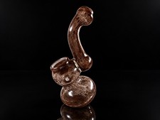 Brown Glass Tobacco Bubbler Pipe Curved Neck picture