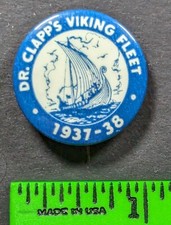 Vintage 1937-38 Dr. Clapp's Viking Fleet Pinback Pin picture