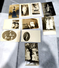 Lot 10 Antique RPPC Postcards 1900s Edwardian Fashion Children Donkey Real Photo picture