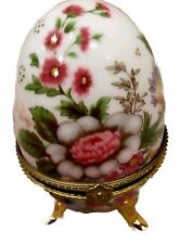 Vtg Limoges Hand Painted Porcelain Footed Egg Figurine picture