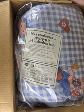 Vintage 1970's Raggedy Ann and Andy Sleeping Bag Quilted Zip Up Blanket picture