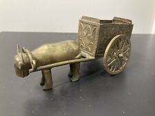 Vintage Brass Cow Bull and Carriage Cart Figurine Statue House Decoration Patina picture