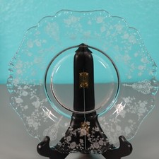 Vintage Floral Etched Clear Glass Plate 8 1/2 inches diameter picture