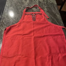 Nordic Red Apron Scandinavian Embroidery 2 Pockets pewter clasps picture