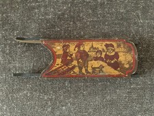 Vtg Antique Victorian Wooden Sled Pencil Box Novelty Case Toy Christmas Candy picture