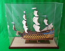 34x14x30 Acrylic Plexiglas Display Case Box Tall Model Ships Walnut Wooden Base picture