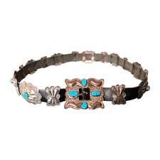 Benson Yazzie Vintage Old Pawn Navajo Sterling Silver & Turquoise Concho Belt  picture