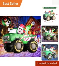 Giant 7FT Santa and Reindeer Monster Truck Inflatable - Perfect Holiday Decor picture