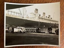c 1940s RMS Queen Mary cruise ship Cunard Line docked tugboat NY ? transatlantic picture