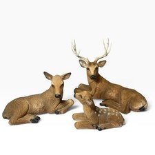 Vintage Homco Large Deer Family Figurine Set Buck Doe Fawn Decor 1984 1985 80s picture