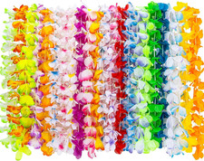 24PCS Hawaiian Flower Leis Bulk Set Tropical Luau Party Necklaces Decorations picture