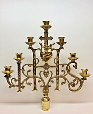 SACRED HEART 7 LIGHT BRASS CANDELABRA CONVERSION TOP-170X- (CHALICE, CHURCH CO.) picture